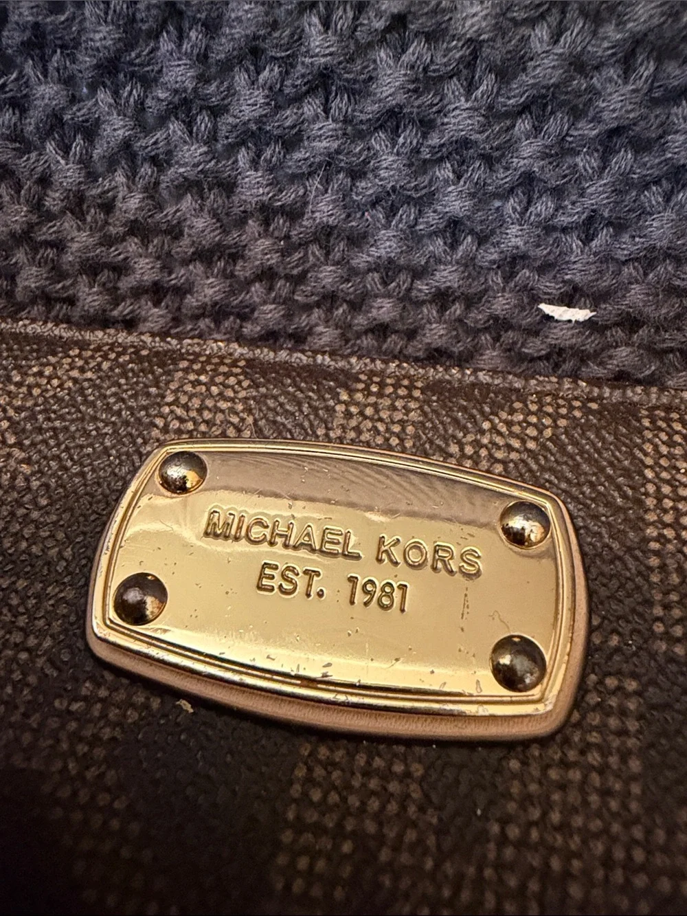 Michael Kors Brown MK Monogram Zip-Around Wallet with Gold Plaque